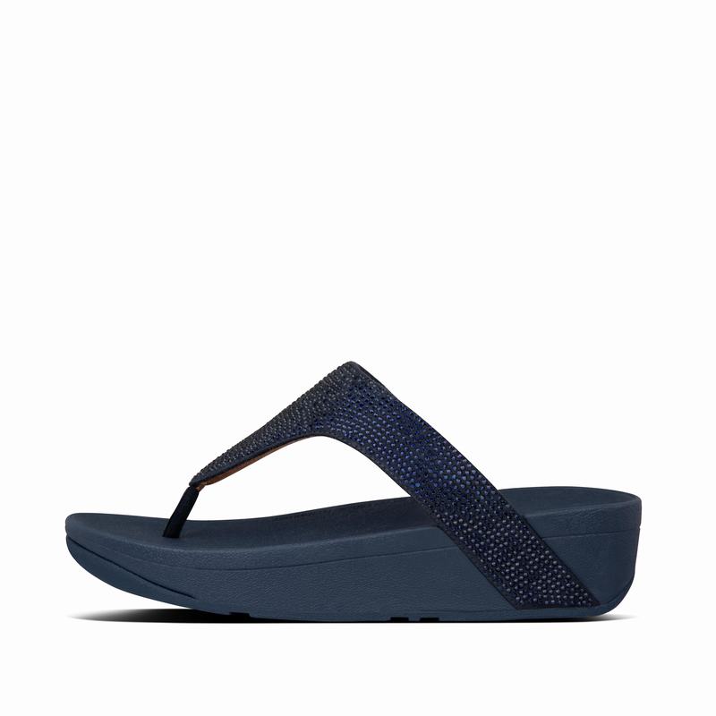 FitFlop Lottie Microfibre Navy - FitFlop Zehentrenner Damen Sale [YDMS-80692]